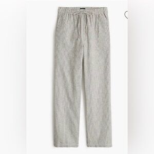 J. Crew Linen/ Cotton Blend Black & White Wide Leg Drawstring Pants Size 2